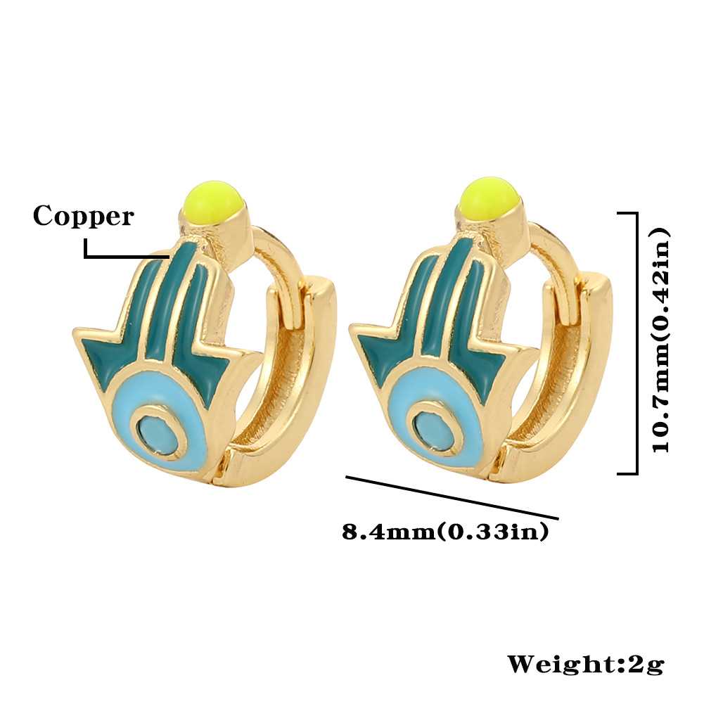 Hip-hop Palm Copper Enamel Plating Earrings 1 Pair display picture 1