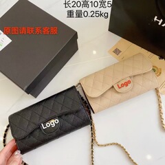 ダブルC小香ロングゼロ財布カジュアルチェーンシングルショルダーバッグ菱格カバンinsミニ携帯小方カバン