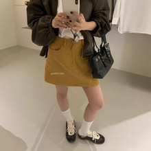 十三行早秋韩系复古灯芯绒短裙显瘦百搭气质淑女半身裙裤裙4色