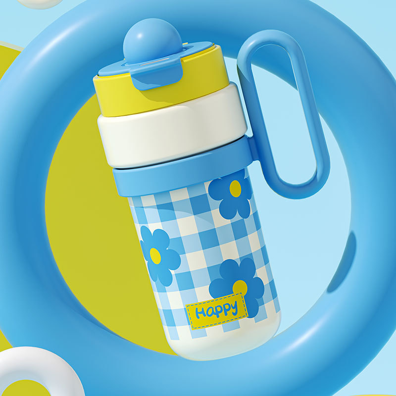 Verano de alto valor facial con mango de paja taza de hielo de gran capacidad hermosa taza de agua aislante de calor de alta calidad para niñas taza de bebida doble