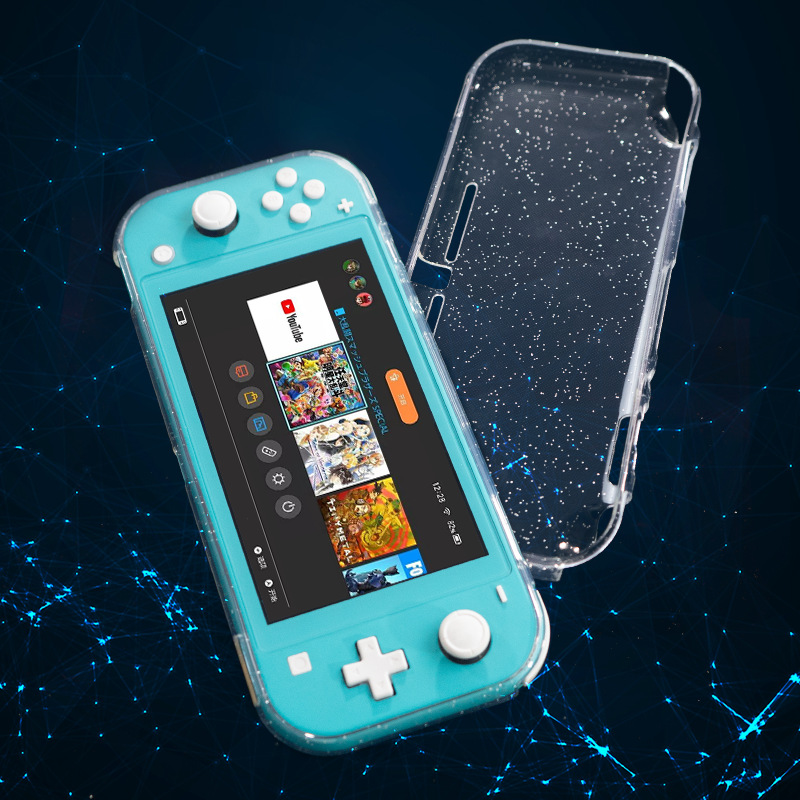 SwitchLite anfitrión de protección shell TPU fluorescente bronceado polvo transparente cristal suave shell cubierta protectora integrada