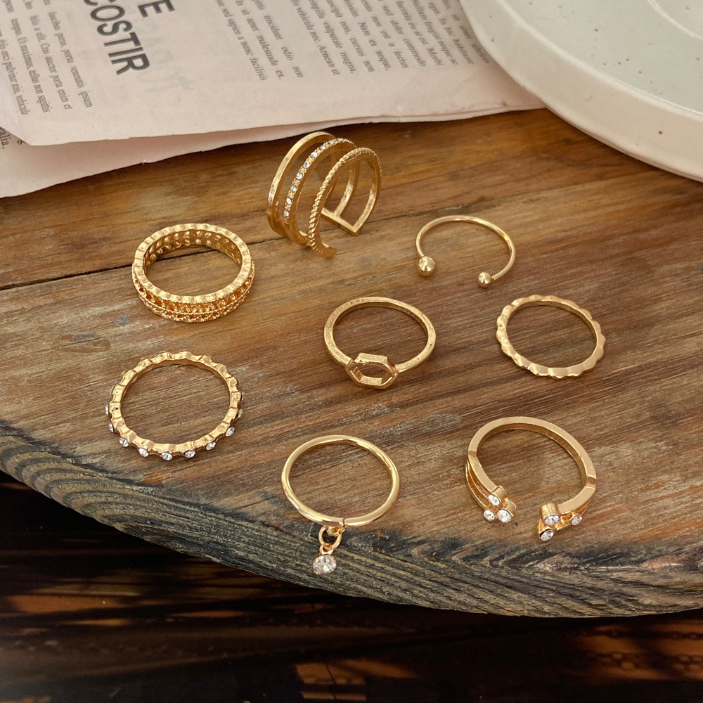 Fashion Geometric Alloy Ring 8-piece Set display picture 2