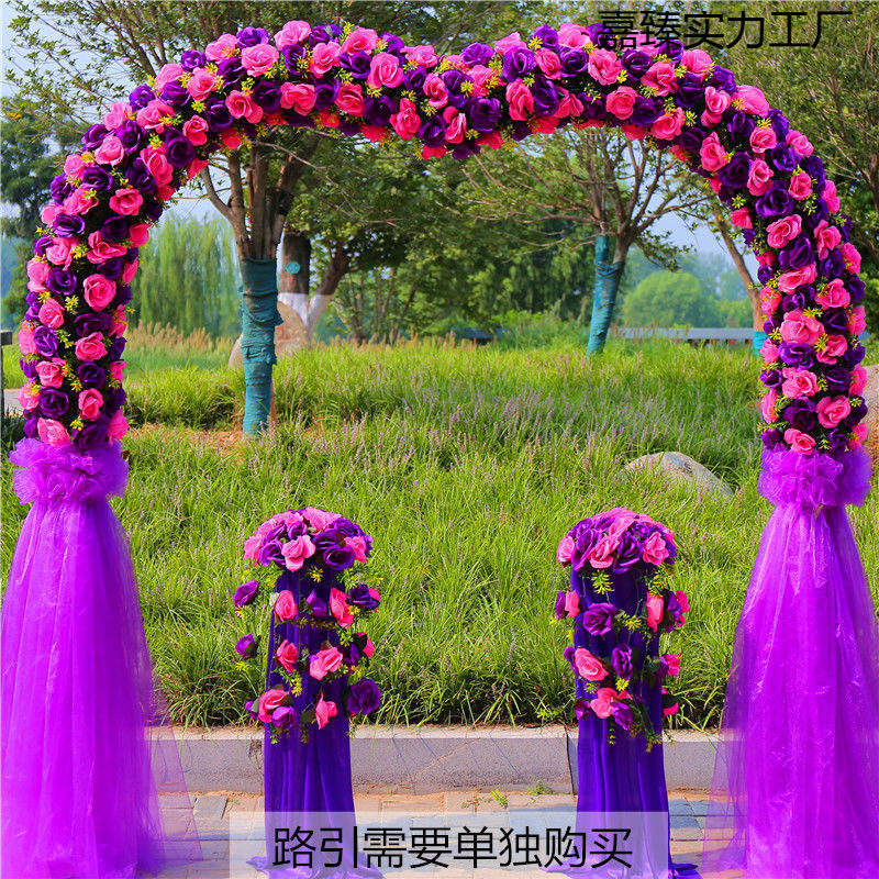 绢花拱门婚庆花门结婚庆典礼拱门喜庆花门新款绢花拱门铁艺幸福门