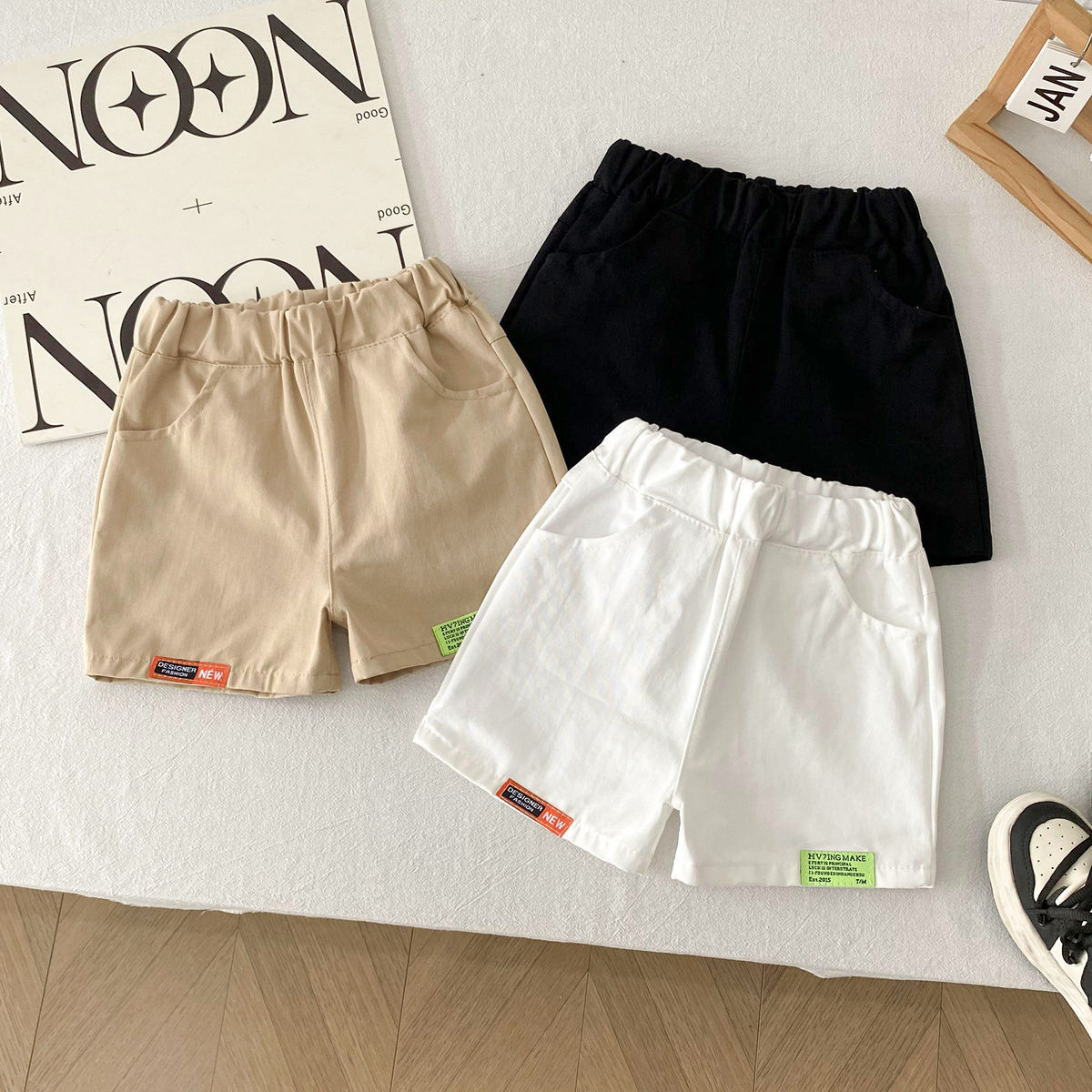 Girls' Shorts, Summer Thin Pants, Children's Clothing, Boys' and Girls' Casual Pants, Trendy Letter Print, Lightweight