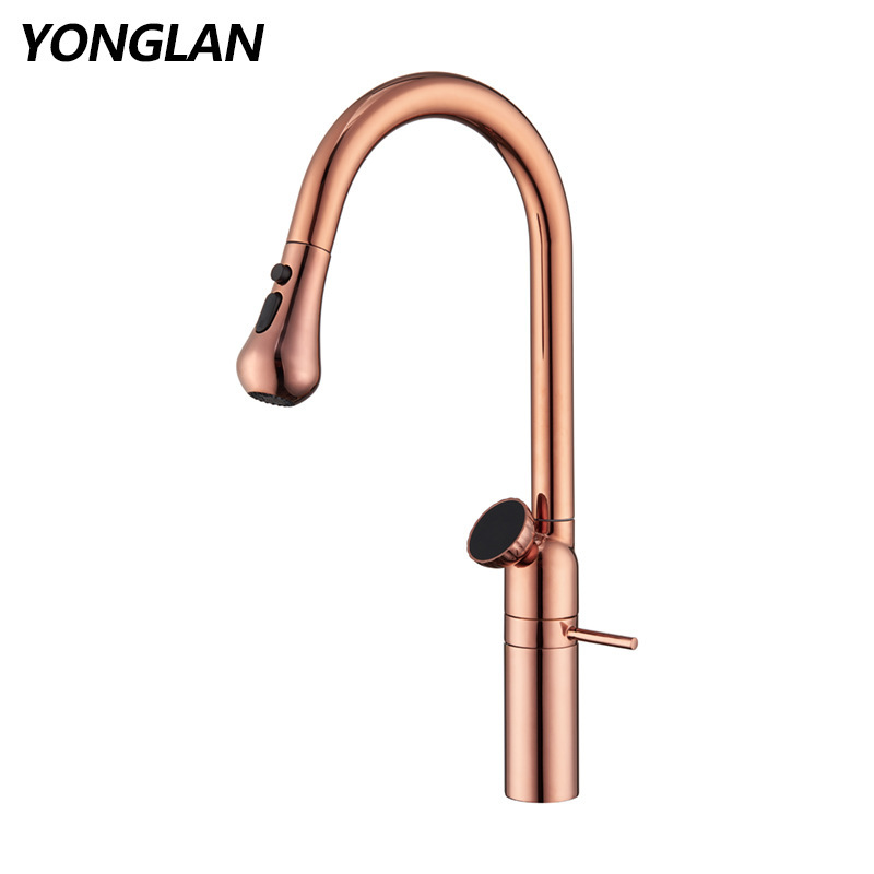 Rose Gold Kitchen Faucet with Rotating Sink Tap, Hot and Cold Water, Universal Telescopic Kitchen Sink for Washing Vegetables Rose Gold Kitchen Faucet with Rotating Sink Tap, Hot and Cold Water, Universal Telescopic Kitchen Sink for Washing Vegetables