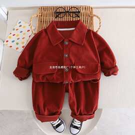 新款儿童衬衫长袖套装韩版小童宝宝上衣个性男童衬衣春秋洋气潮