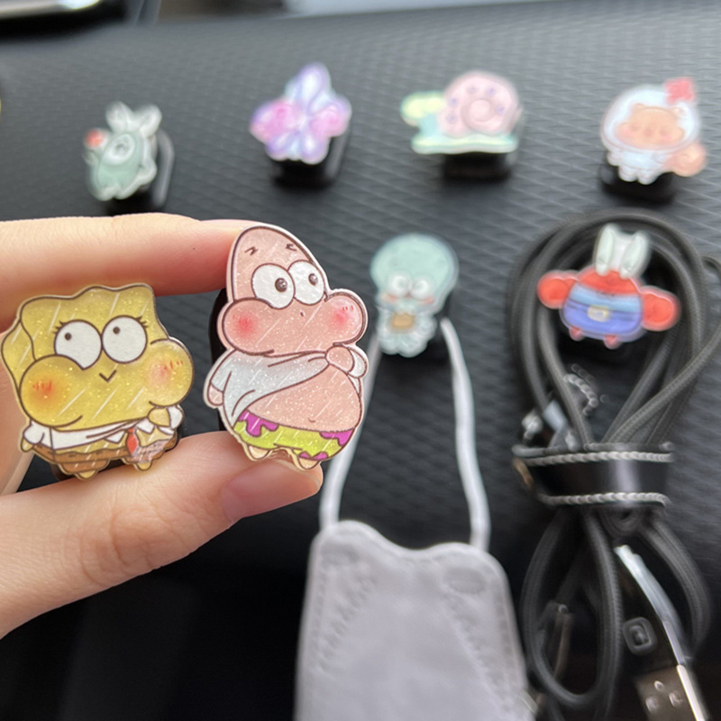 Lindo gancho de coche de dibujos animados gancho de coche pequeño interior del coche suministros de decoración de la primera fila asiento adhesivo de doble uso trasero femenino