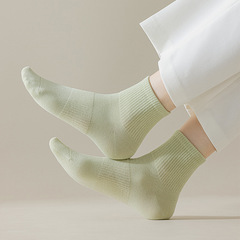 襪子女春夏季純棉中筒襪 網眼透氣全棉無骨襪女生 日系中筒襪批發