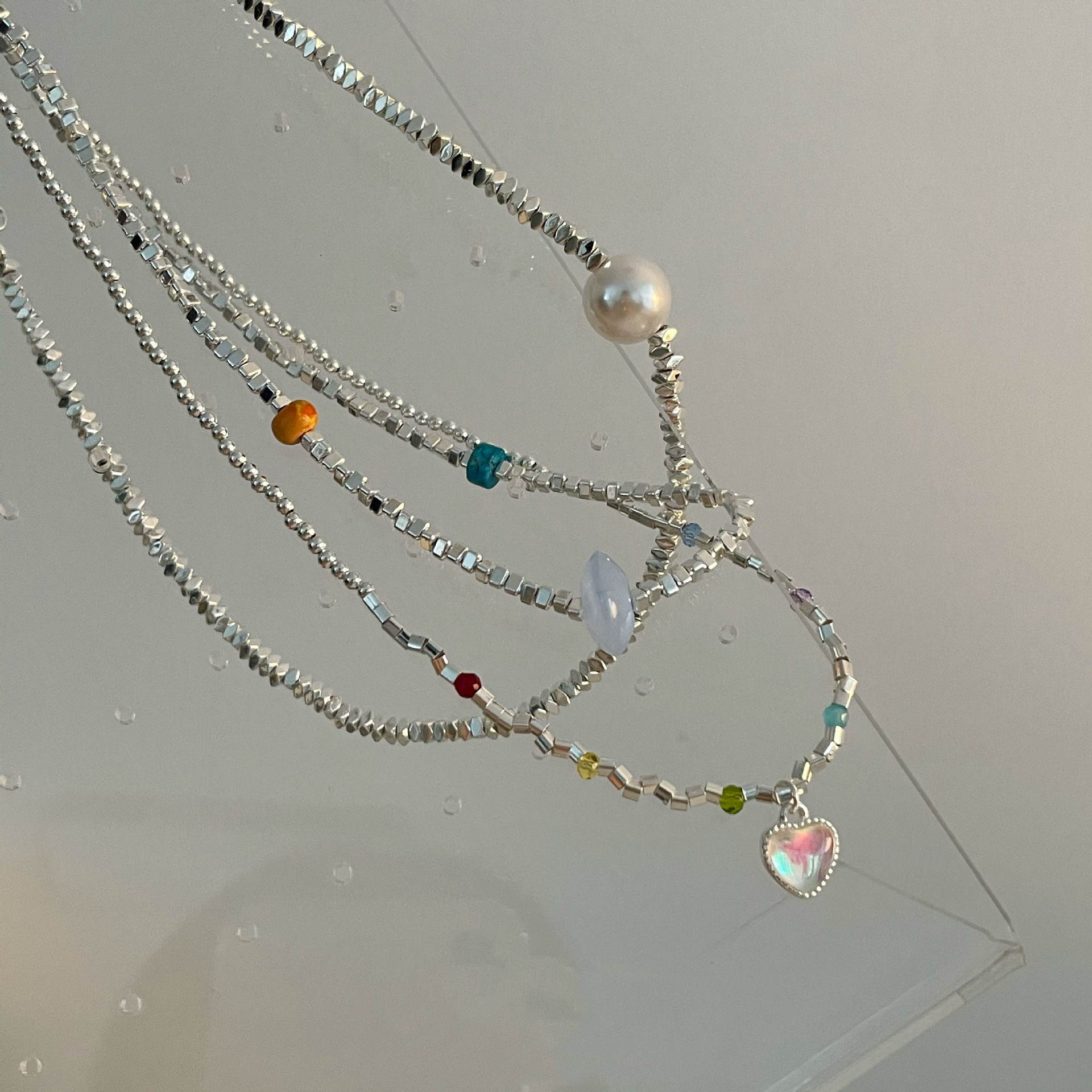 Fashion Heart Shape Alloy Beaded Plating Choker