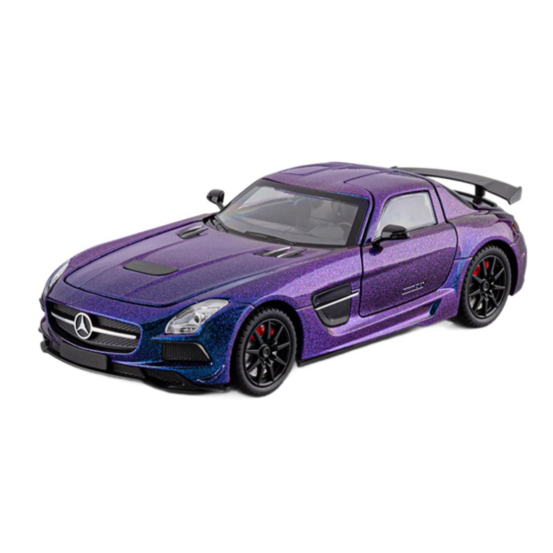 Coche deportivo de aleación Mercedes-Benz SLS AMG a escala 1:24, modelo de coche de simulación con función de retroceso, juguete para niños, modelo de coche para niños, adorno.