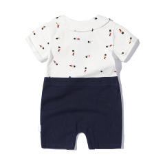 Summer Baby Onesie, Short-Sleeved, Thin Style, European and American-Style Romper, Stylish Baby Jumpsuit for Boys, Newborn to 100-Day Outfits