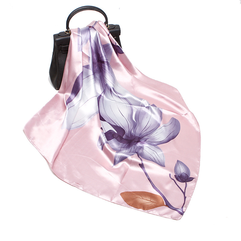 Floral Pink Red Printed Scarf For Women 90cm Large Square Scarf European And American Headscarf_voghion.com