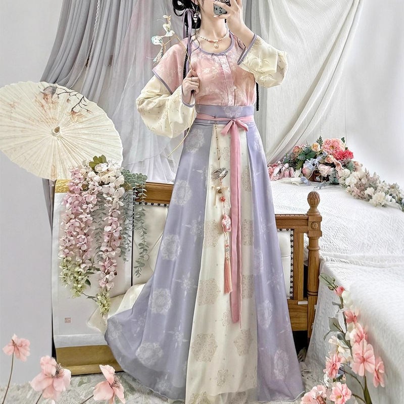 Original Tang-Style Hanfu for Women 2026 New Model Spring and Autumn Super Fairy Tang-Style Daily Round-Neck Shirt with Waist-Length Eight-Panel Skirt Ancient Costume Original Tang-Style Hanfu for Women 2026 New Model Spring and Autumn Super Fairy Tang-Style Daily Round-Neck Shirt with Waist-Length Eight-Panel Skirt Ancient Costume