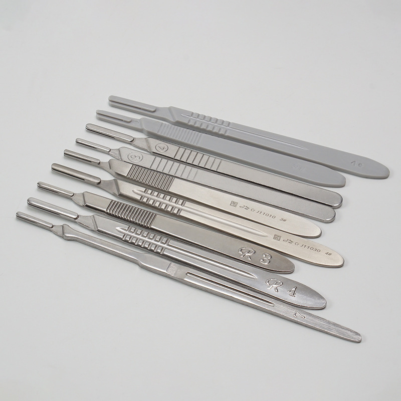 Acero inoxidable grueso mano de cuchillo No. 3 No. 4 ejercicio veterinario industrial mano de cuchillo de tallado mano de cuchillo experimental mano de cuchillo de anatomía biológica