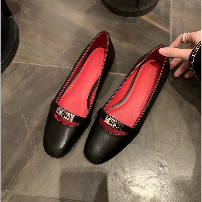 H Brand Square-Toe Flat Shoes for Women, 2024 Spring New Versatile Low-Heeled Shallow Ballet Flats, Fashionable