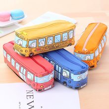 韩国创意巴士笔袋男生女生简约文具盒可爱大容量笔袋帆布铅笔袋