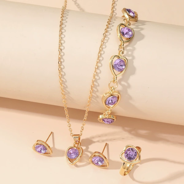 Purple Diamond Peach Heart Set