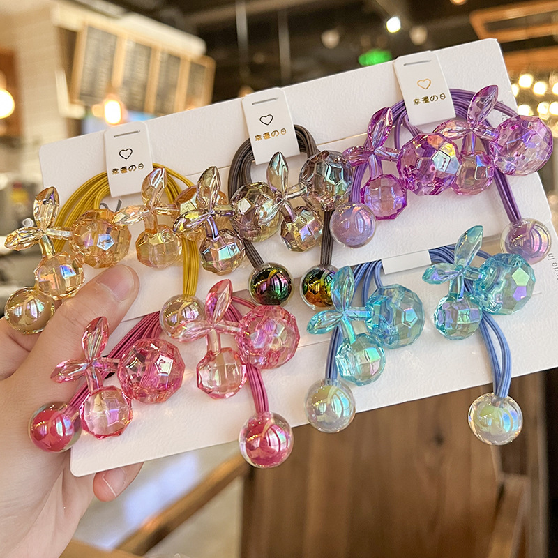 16g Weight Hair Tie Hair Accessories Type 2 Pieces Per Card Quantity Casual, Daily Occasion Acrylic Material cherry Festival Cherry Pattern All Seasons Season Kid'S Gender Sweet Style Sweet Kid'S Cherry Arylic Hair Tie 无