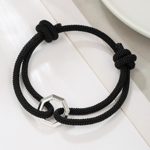 Cross-border fashion beaded bracelet for men, woven band, simple adjustable cord, student jewelry, niche bracelet.
