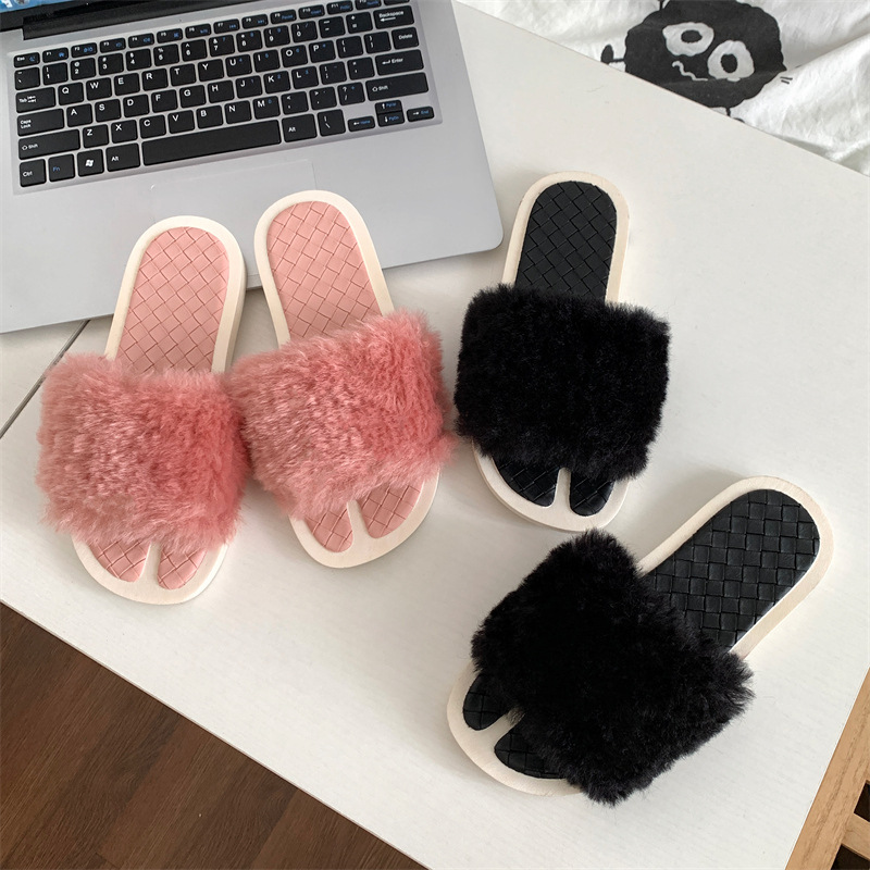 Nuove ragazze casual in cotone alla moda, una linea antiscivolo e resistente all'usura per la casa, pantofole in peluche a fondo piatto per_voghion.com