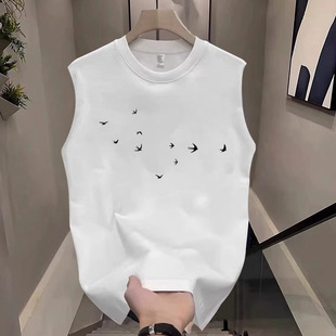 American Style Fashionable Brand Sleeveless T-shirt Men's Summer Outdoor Running Fitness Vest Ins Fashionable All-match Waistcoat