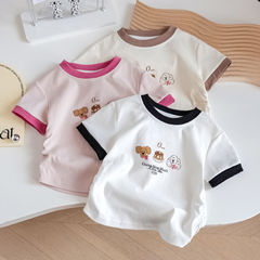 兒童百搭外穿短袖t恤2024新款女寶寶半袖卡通動漫印花洋氣上衣衫