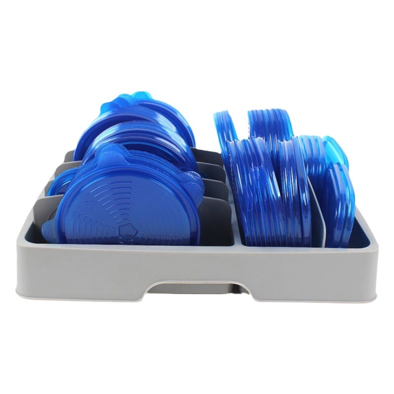 Tapa de plástico de una sola capa estante de almacenamiento bandeja de plato bandeja de almacenamiento contenedor tapa de mantenimiento fresco estante de almacenamiento tapa de la cocina organizador