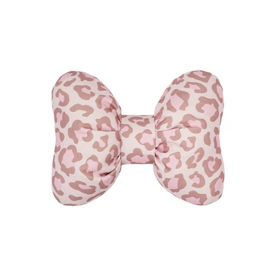 for all seasons, Seat cushion, seat cover - linen-leopard-print-bow-headrest-in-pink