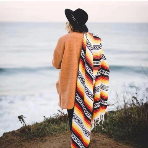 Mexican Blanket Geometric Tassel Style Blanket Woven Tassel Shawl Blanket Beach Blanket Picnic Mat Yoga Cotton Blanket