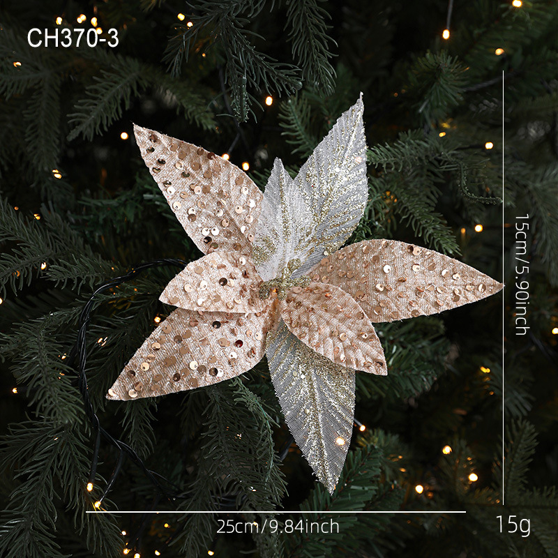 Flores de Navidad de 25CM Champaña