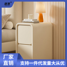 小户型床头柜整装现代简约小型窄小免安装轻奢窄边柜奶油风床边柜