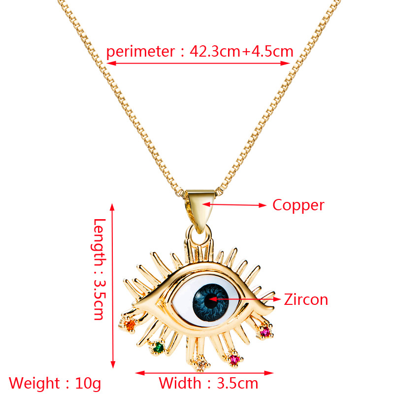 Wholesale Jewelry Copper Inlaid Zircon Eye Pendant Necklace Nihaojewelry display picture 1