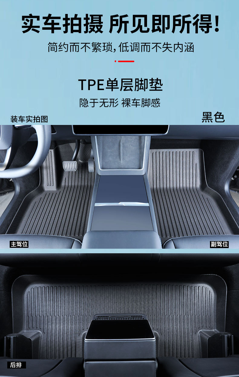 Suitable for Tesla Model Y New Version Car Floor Mats 25 Car Trunk Mats Special Tpe Floor Mats