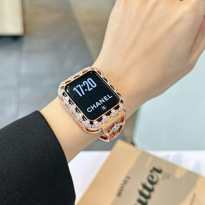 Apple Applewatch ウォッチハイエンド四つ葉のクローバー ジルコン銅金属 iwatch ケース保護ケースに適しています。|undefined