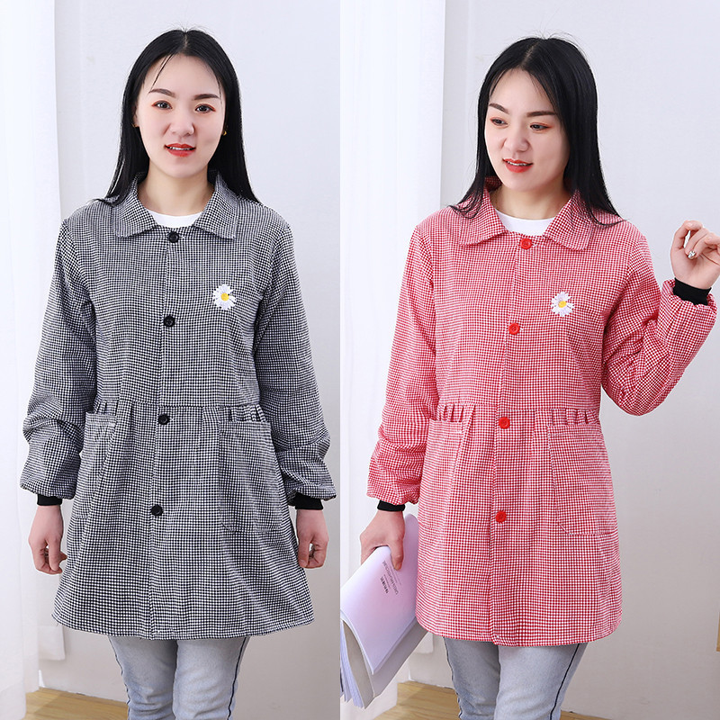 Xiaoge Leading Stitching Dressing Apron Home Kitchen Cooking Long Sleeve Women's Outer Wear New Adult Work Overalls