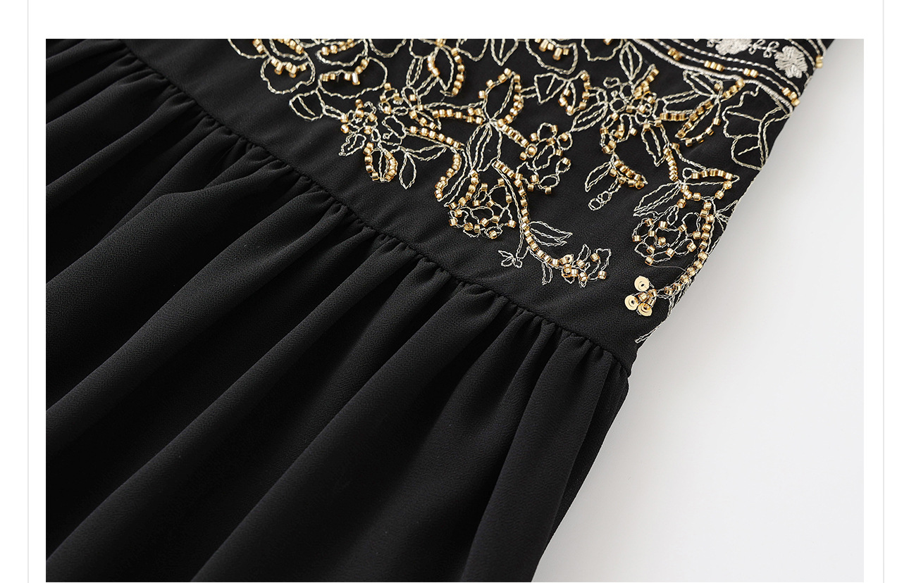 Đầm maxi nữ phong cách Trung Hoa thêu đính cườm retro mùa hè — Màu cà phê mẫu ngắn, Màu đen mẫu ngắn, Màu mơ mẫu ngắn, Màu đen dáng dài chi tiết 22