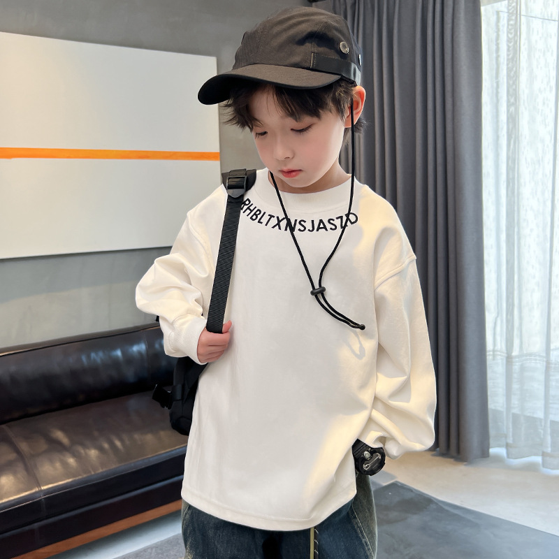 Maglietta a maniche lunghe per bambini Primavera e 2024 Nuova maglietta per bambini di taglia media e grande, stile western alla moda_voghion.com
