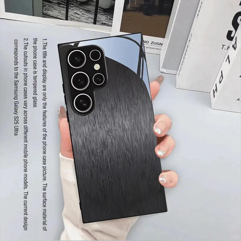 Cross-Border Creative Texture Suitable for Samsung S25 High-End Phone Case Galaxy S24 Glass Case Men's Protective Cover