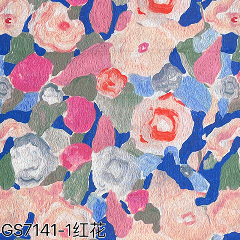 复古莫奈油画花朵60支全棉数码印花布 童装娃衣布袋纯棉印花面料