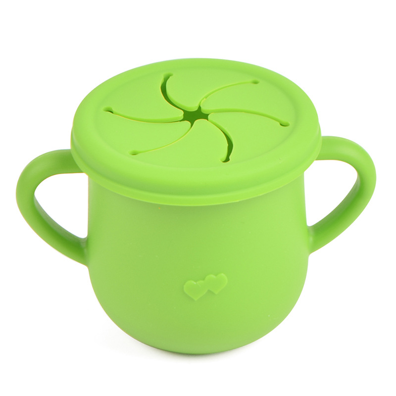 Silicona de grado alimenticio para niños snack Cup mango binaural portátil resistente a la caída con taza de paja de bebé taza de bebida de silicona