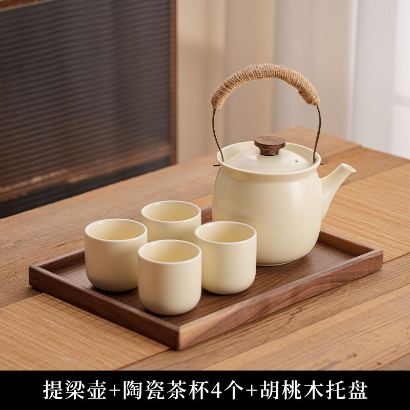 América del Norte de nuez cerámica set de agua té resistente a altas temperaturas viga kettle taza kettle para el hogar de la sala de estar