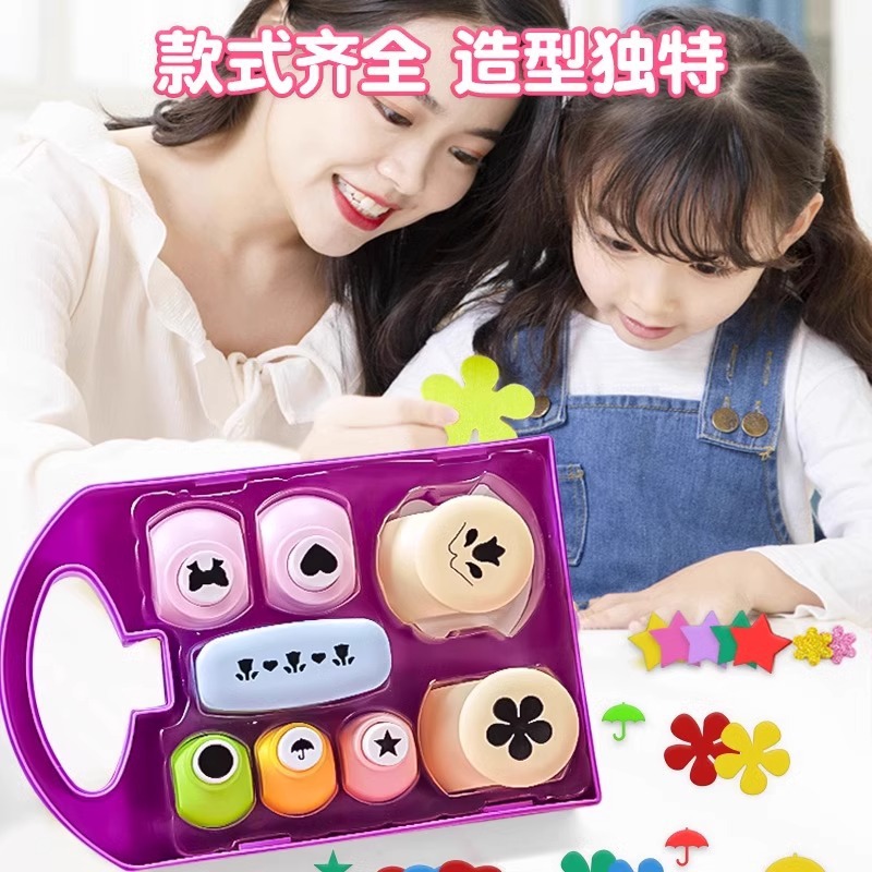 Máquina de estampado que ahorra trabajo, material manual para niños, patrón de herramienta de bricolaje, tijeras de encaje grandes, juego completo de máquina de impresión