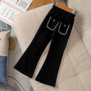 Girls' Pants 2025 New Spring Outerwear Stylish Flared Pants for Girls, Spring and Autumn Children's Bell-Bottom Pants
