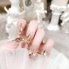 Wear Nail Internet Celebrity Pure Desire Sparkling Diamond Fake Nails Crystal Butterfly Nail Art Patch Removable Finished New Product X68