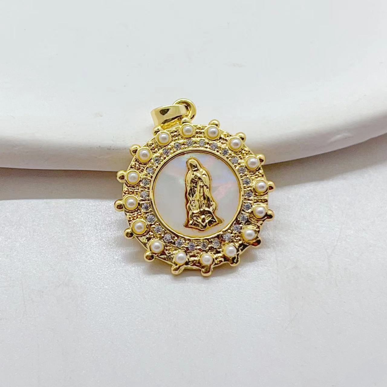 Virgin Mary Pattern All Seasons Season 1 Piece 18*25mm Copper Zircon Virgin Mary Pendant
