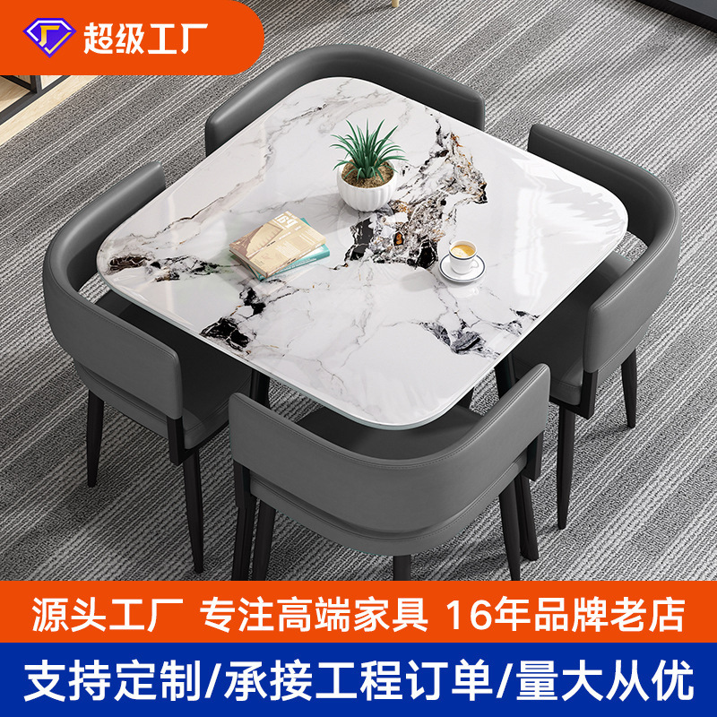 Rock Plate Light Luxury Storage Dining Table and Chair Combination Small Apartment Modern Simple Household Dining Table Small Round Table Dining Table and Chair