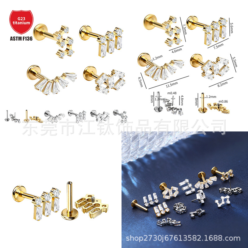 Pointed titanium steel lip stud product view