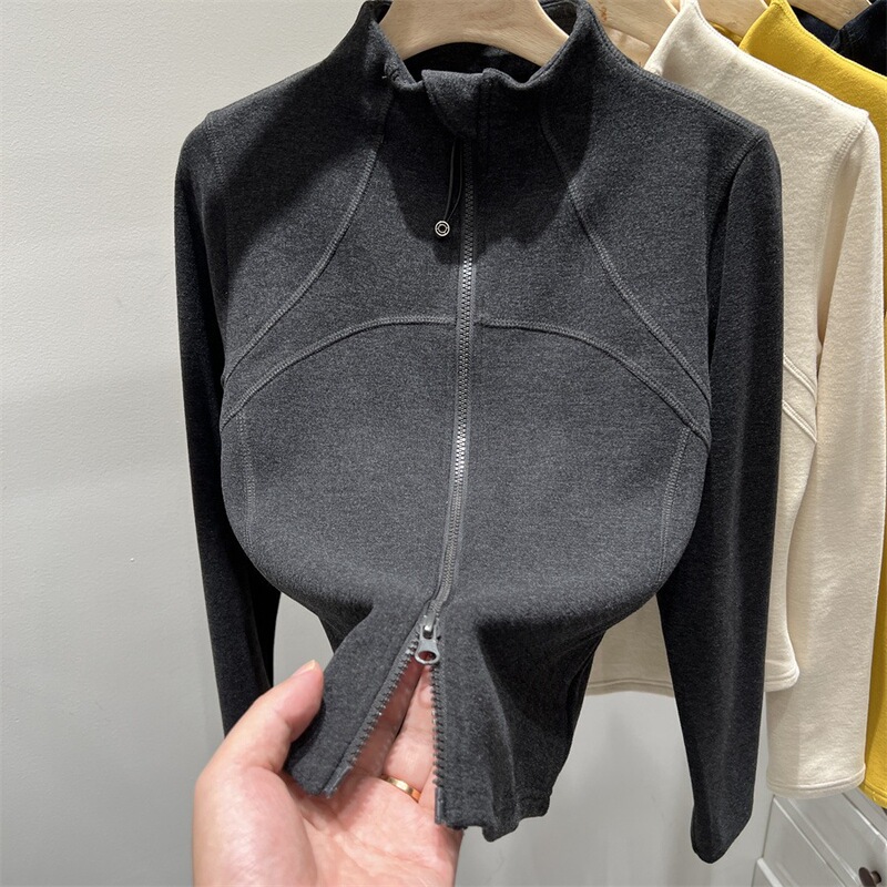Guangzhou Thirteen Streets' bestseller! Double-sided fleece warm and comfortable stand-up collar double zipper slim waist short jacket for women Guangzhou Thirteen Streets' bestseller! Double-sided fleece warm and comfortable stand-up collar double zipper slim waist short jacket for women