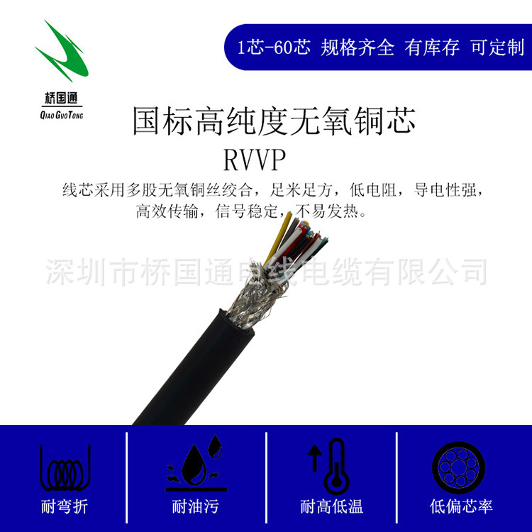 12芯RVVP12×0.12/0.2/0.3/0.5/0.75/1.0/1.5/2.5/4.0屏蔽线生产