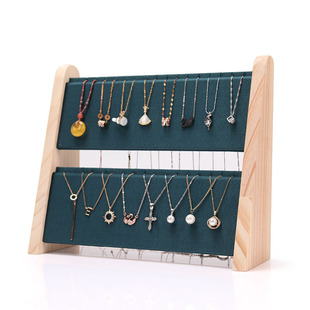 Oak Double-layer Necklace Pendant Display Rack Earrings Pendant Jewelry Display Rack Necklace Rack